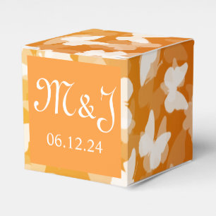Ballotins Élégant Papillons de mariage Monogramme Orange