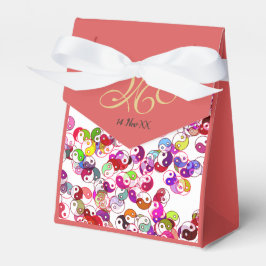 Ballotins Elégant Peach Personnalisé Monogramme Or Yin Yang