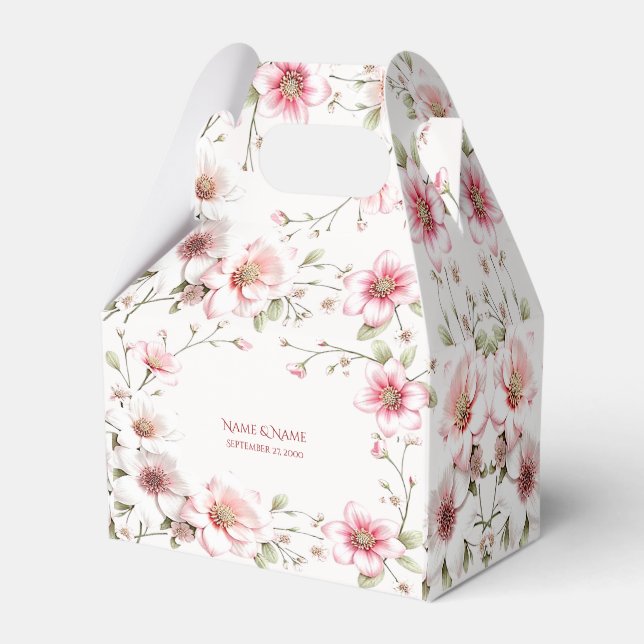 Ballotins Elegant Pink White Floral Favor Box (Verso)