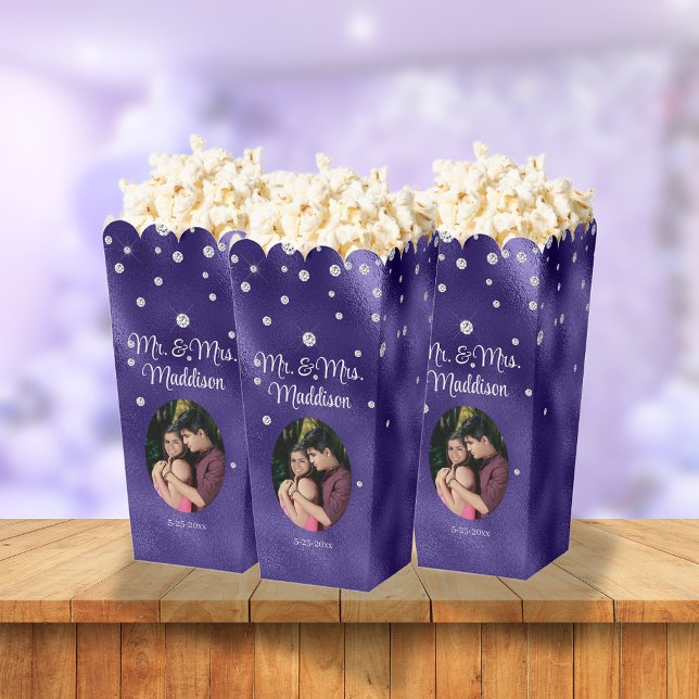Ballotins Élégant Purple Foil & Diamond Mariage Popcorn (Créateur téléchargé)