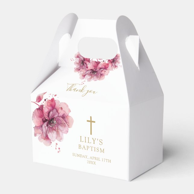 Ballotins Elégant Rose Dusty Aquarelle Baptême Floral (Verso)