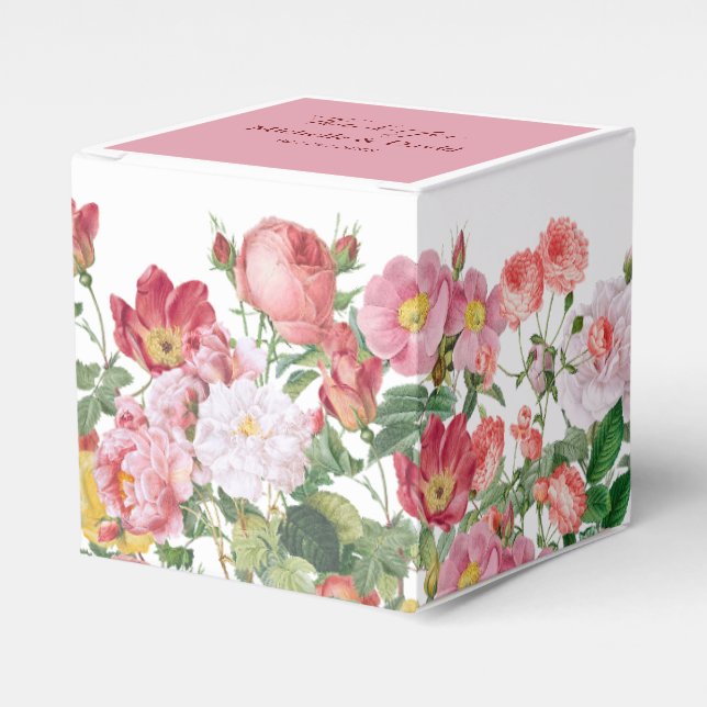 Ballotins Élégant Rose Florals Boîte de mariage Favor (Verso)