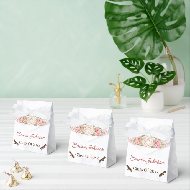Ballotins Élégant Rose Flower Customisé Graduation (Multiple)