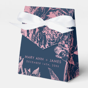 Ballotins Elégant Rose Gold Navy Blue Floral Mariage