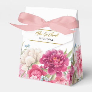 Ballotins Élégant rose Peony Florals Mariage Favor Box