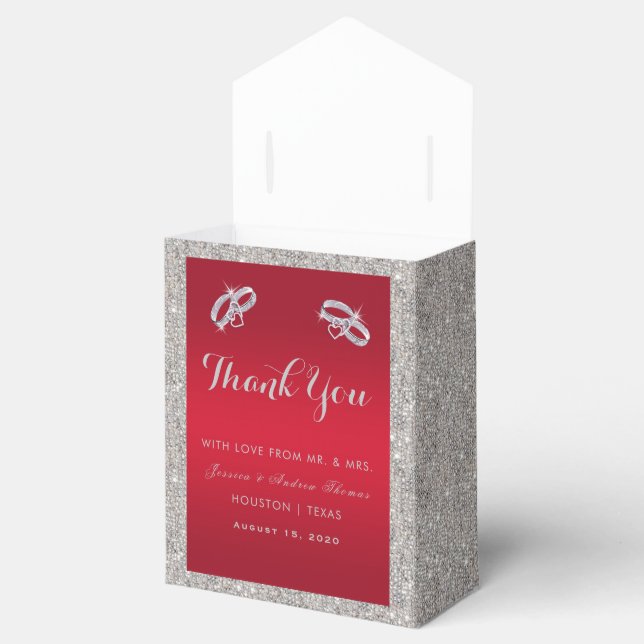 Ballotins Élégant Rouby Rouge & Mariage de Bagues Argent Spa (Ouvert)