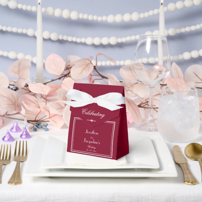 Ballotins Élégant Script Rustique Chic Burgundy Mariage (Mariage)