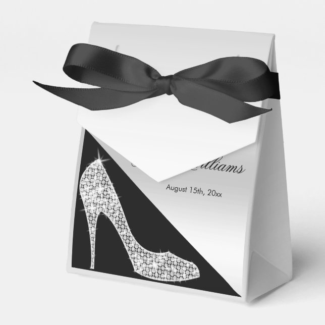 Ballotins Elégant Sequin Stiletto, Argent et Noir Anniversai (Verso)