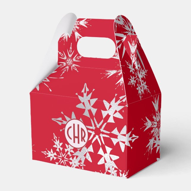 Ballotins Élégant Snowflakes d'hiver | Arrière - plan rouge (Verso)