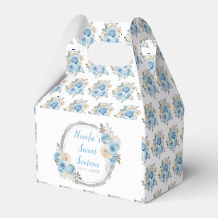 Ballotins Elégant Sweet sixteen aux fleurs bleu foncé