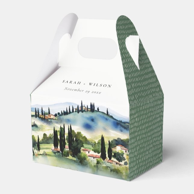 Ballotins Elégant Toscane Italie Aquarelle Mariage paysage (Verso)