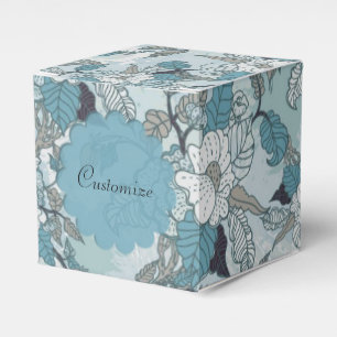 Ballotins Élégant Turquoise & blanc Cube Florale Ballotin