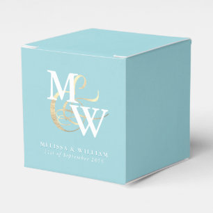 Ballotins Elégant verre de mer Turquoise Mariage Monogramme