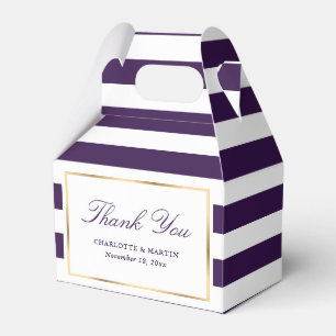Ballotins Elégant violet Gold Stripes Mariage Merci