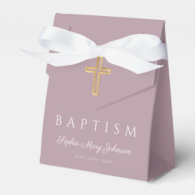 Ballotins Élégant Violet Religieux Croix Fille Baptême (Verso)