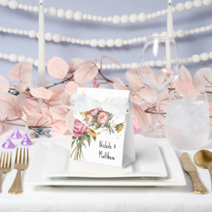 Ballotins Elégante aquarelle Peony Bouquet Mariage