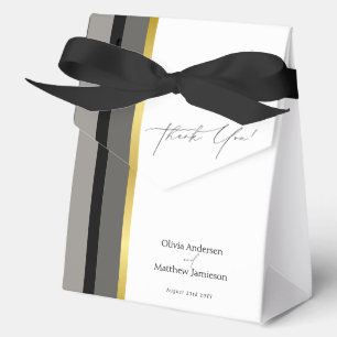 Ballotins Élégante bande de mariage noir gris or merci