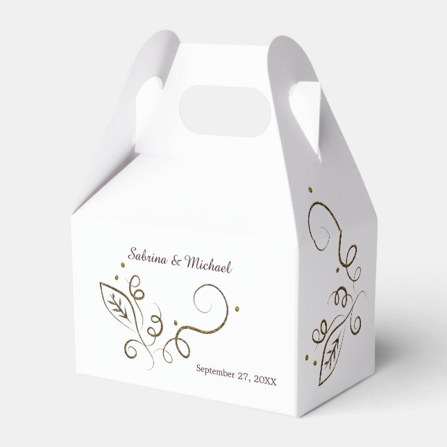 Ballotins Elégante boîte de préférence de mariage à feuille  (Verso)