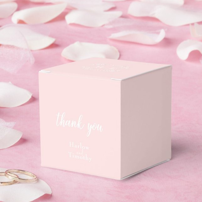 Ballotins Élégante calligraphie rose blanc Mariage (Elegant Calligraphy Pink White Monogram Wedding Favor Boxes)