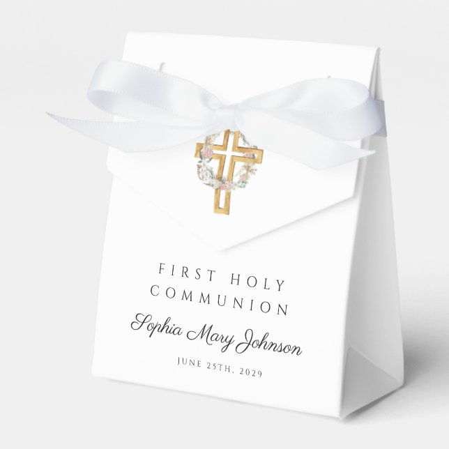 Ballotins Élégante couronne florale Croix première communion (Verso)