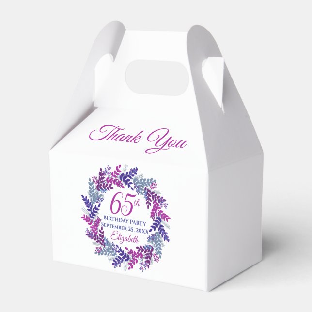 Ballotins Élégante couronne rose et pourpre 65e fête d'anniv (Verso)