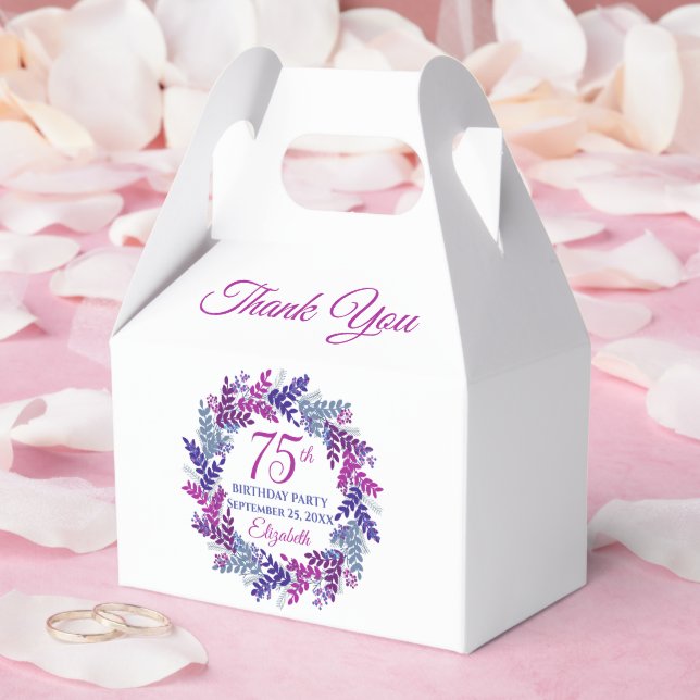 Ballotins Élégante couronne rose et violet 75e fête d'annive (Mariage)