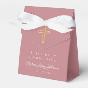 Ballotins Élégante Croix religieuse rose Première communion 