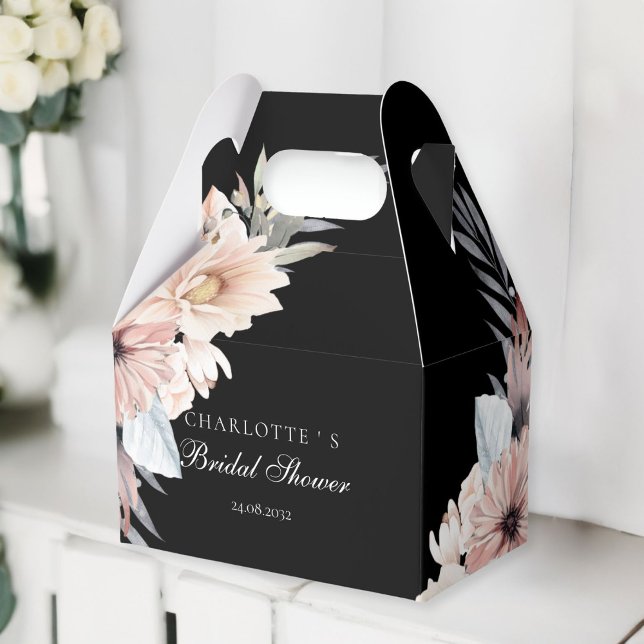 Ballotins Elégante Fête des mariées Black & Pastel Boho (Elegant Black & Pastel Boho Bridal Shower Favor Boxes)