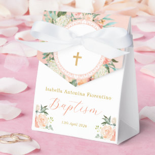Ballotins Élégante fille de baptême florale aquarelle blanch