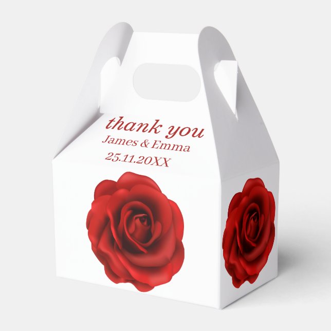Ballotins Elégante Fleur Rouge Mariage Personnalisé (Verso)