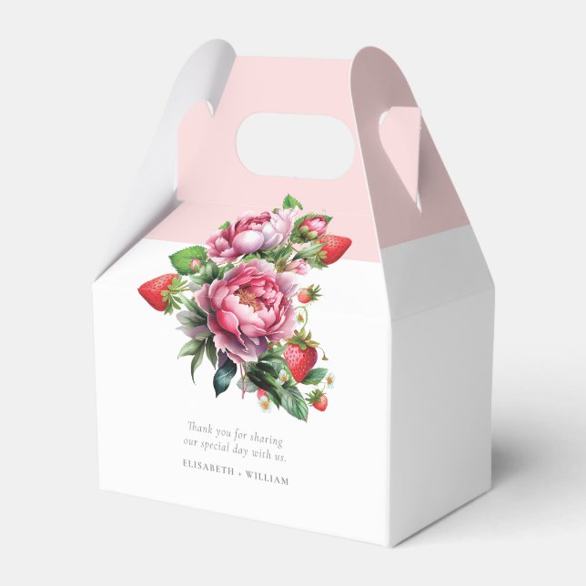 Ballotins Elégante fraise et pivoines Mariage d'été (Verso)