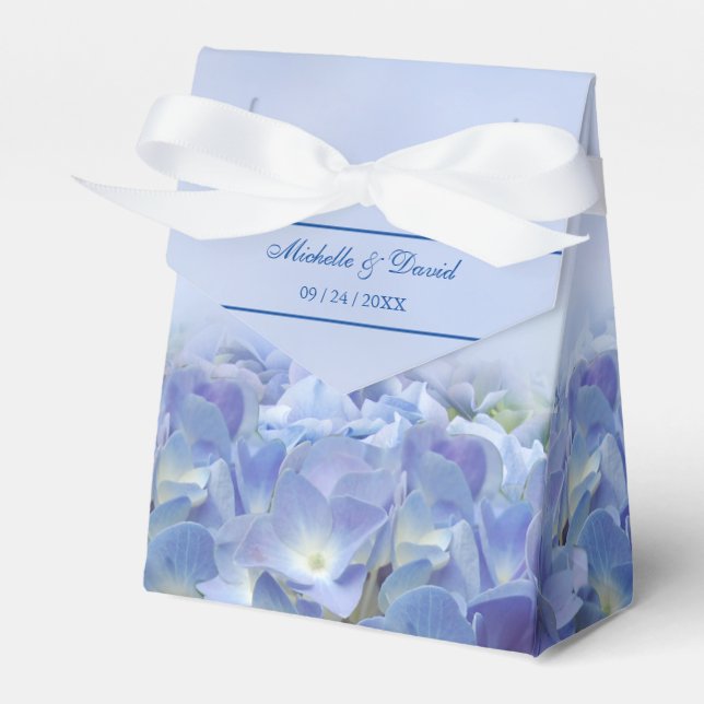 Ballotins Elégante Hydrangea Blue Florals boîte de mariage F (Verso)