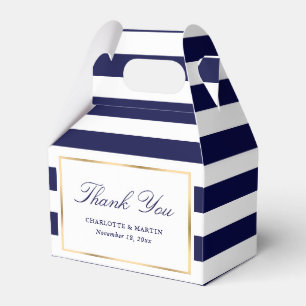 Ballotins Elégante Marine Bleu Stripes Mariage Merci