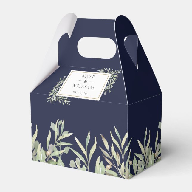 Ballotins Elégante Marine Bleu Vert Vert Mariage Favor Box (Verso)