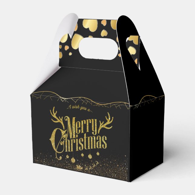 Ballotins elegante negro con corazones de navidad  (Verso)