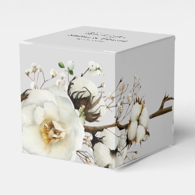Ballotins Élégante Rose blanche Florals boîte de mariage Fav (Verso)