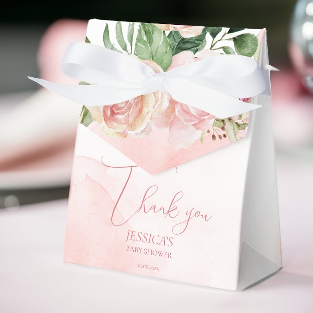 Ballotins Elégante rose vif roses c'est un baby shower fille (Elegant blush pink roses it's a girl baby shower favors personalized favor boxes)