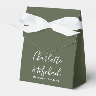 Ballotins Élégante signature de mariage vert olive