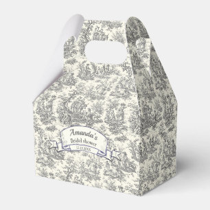 Ballotins Élégante toile de Jouy noire vintage monogramme