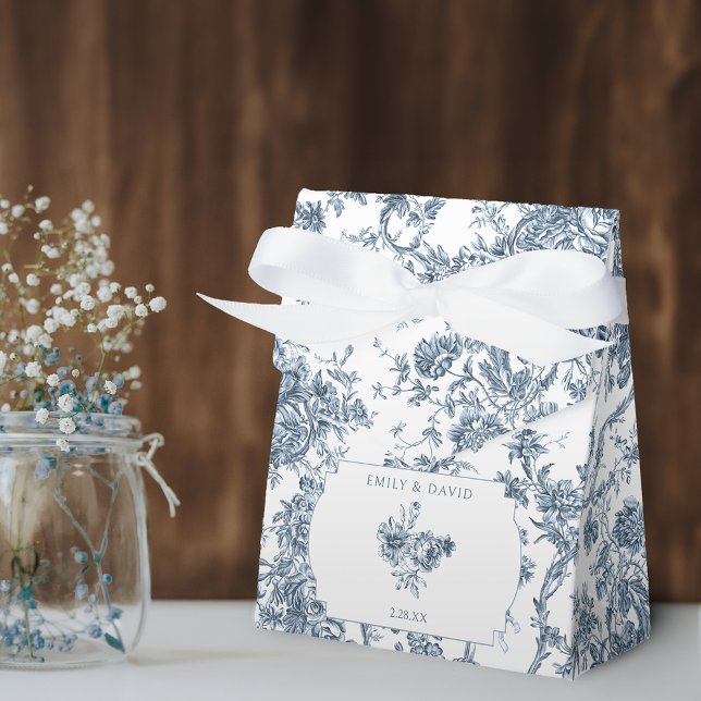Ballotins Élégante toile Florale Bleue Française Gravée (Créateur téléchargé)