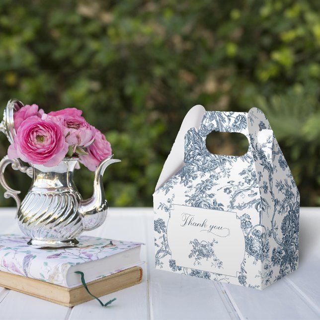 Ballotins Élégante toile Florale Bleue Française Gravée (Créateur téléchargé)