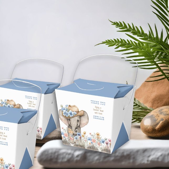 Ballotins Elephant Cowboy Western Boho Fleur sauvage (Favor Boxes from the Boho Elephant Baby Shower Collection by Darling & May)