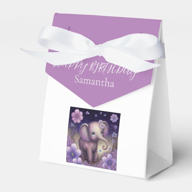 Ballotins Eléphant Fleurs violettes Anniversaire Ballotin (Verso)
