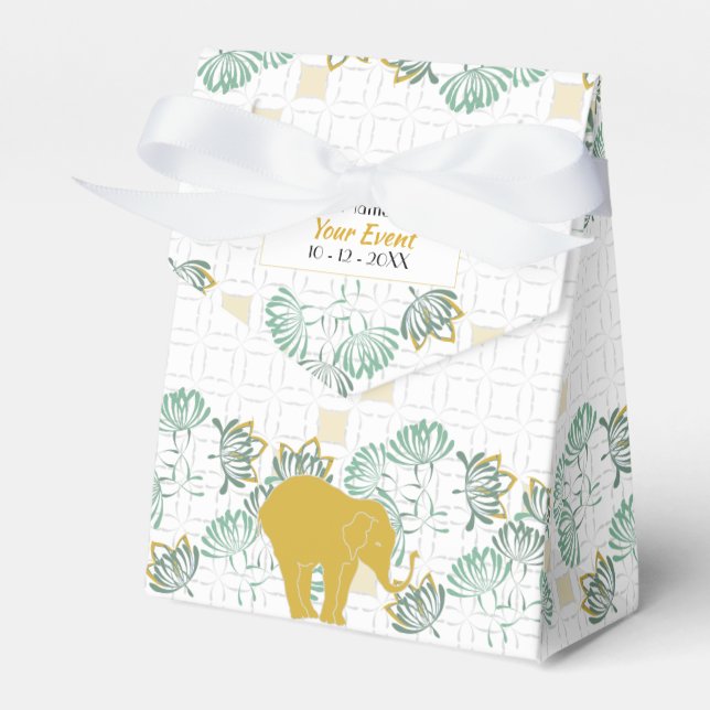 Ballotins Elephant Safari Floral Vert Or | BABY SHOWER (Verso)