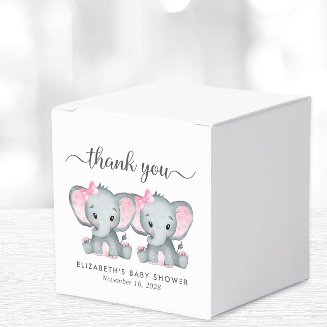 Ballotins Eléphants Twin Girls Baby shower Merci (Créateur téléchargé)