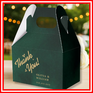 Ballotins Emerald Green et Fleur sauvage or Merci Mariage