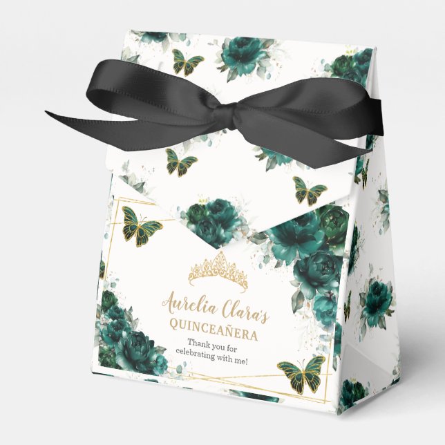 Ballotins Émeraude Florale Quinceañera Papillons de la Couro (Verso)