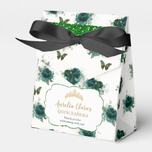 Ballotins Émeraude Florale Quinceañera Papillons de la Couro