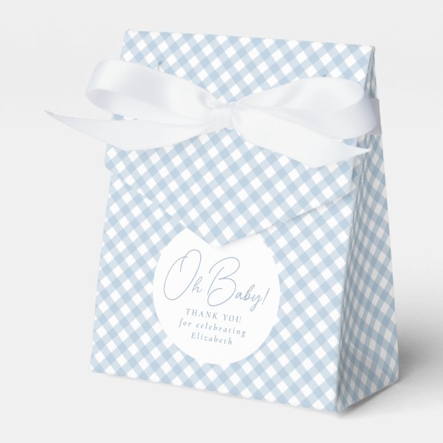 Ballotins En vichy bleu classique mignon simple bébé douche (Verso)