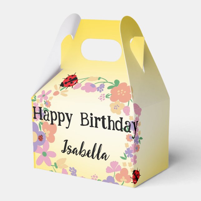 Ballotins Enfants Cute Polka dot Ladybug Spring Flower Anniv (Verso)